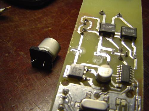 SMD capacitor turned though-hole