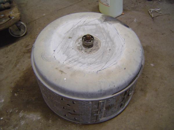 Washing machine drum, covered in lime and soap