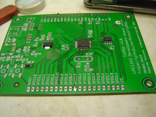 CatNip development board, with GPIO2.0 output connector wired-up directly to the microcontroller