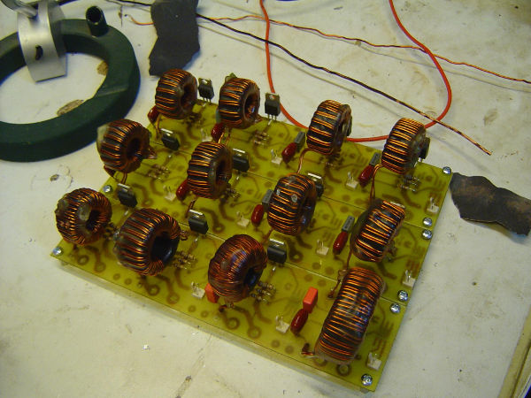 Three slaves without heatsinks, with chokes covered in epoxy